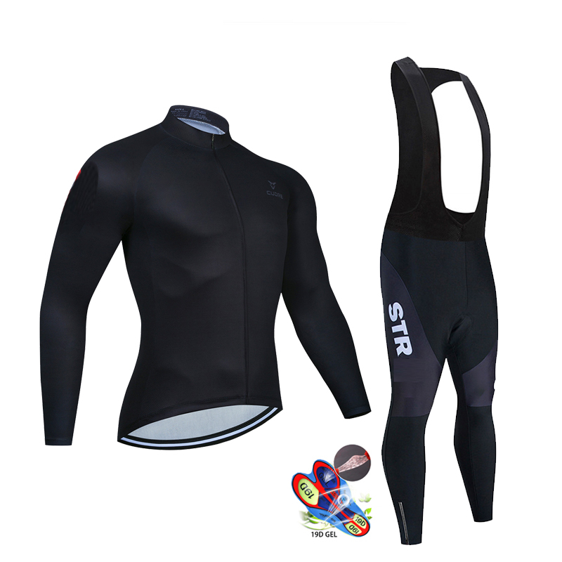 Mountain Biking Pants For Men - Herfst Zwart Wielertrui Set Lange Mouw
