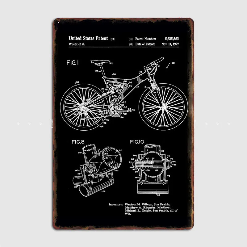 Mountain Biking Europe - Mountainbike Patent Uitvinders Witte Retro Poster