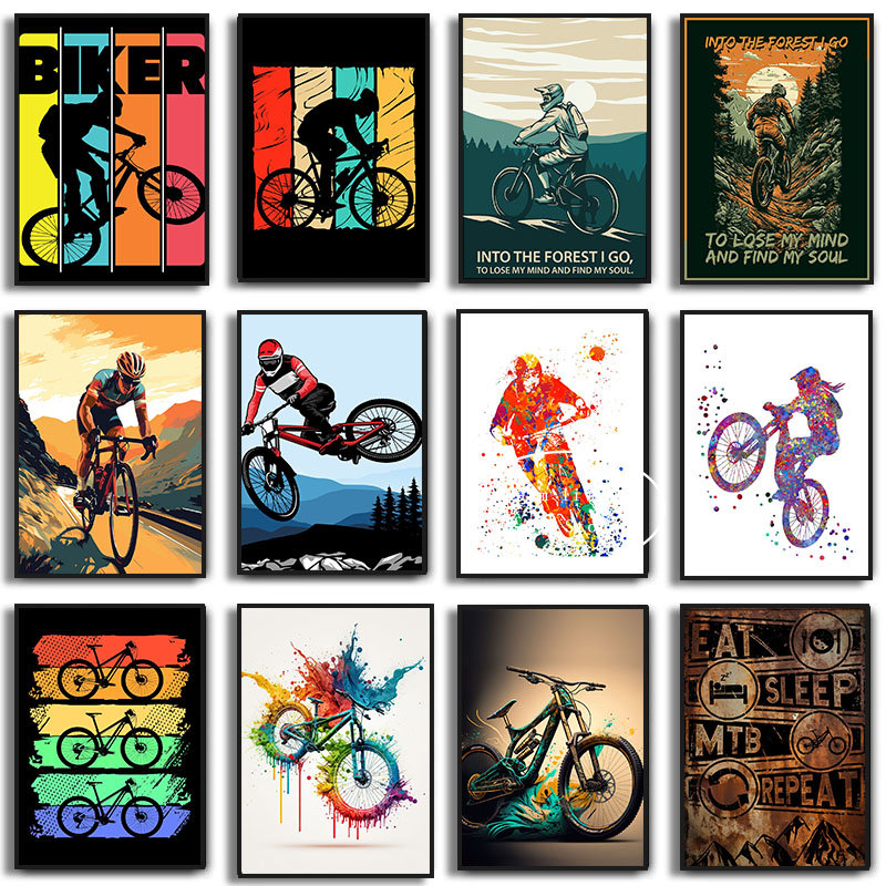 Mountain Biking Game - Sport Mountainbike Rijden Canvas Schilderij Mtb